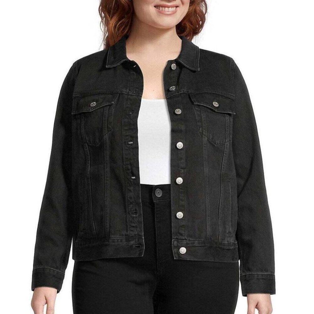 Madewell Denim Jacket 1X PLUS Womens Black Cotton Lunar Wash Jean Classic